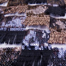 Ткань Пайеточная с бахромой (синий-серый)